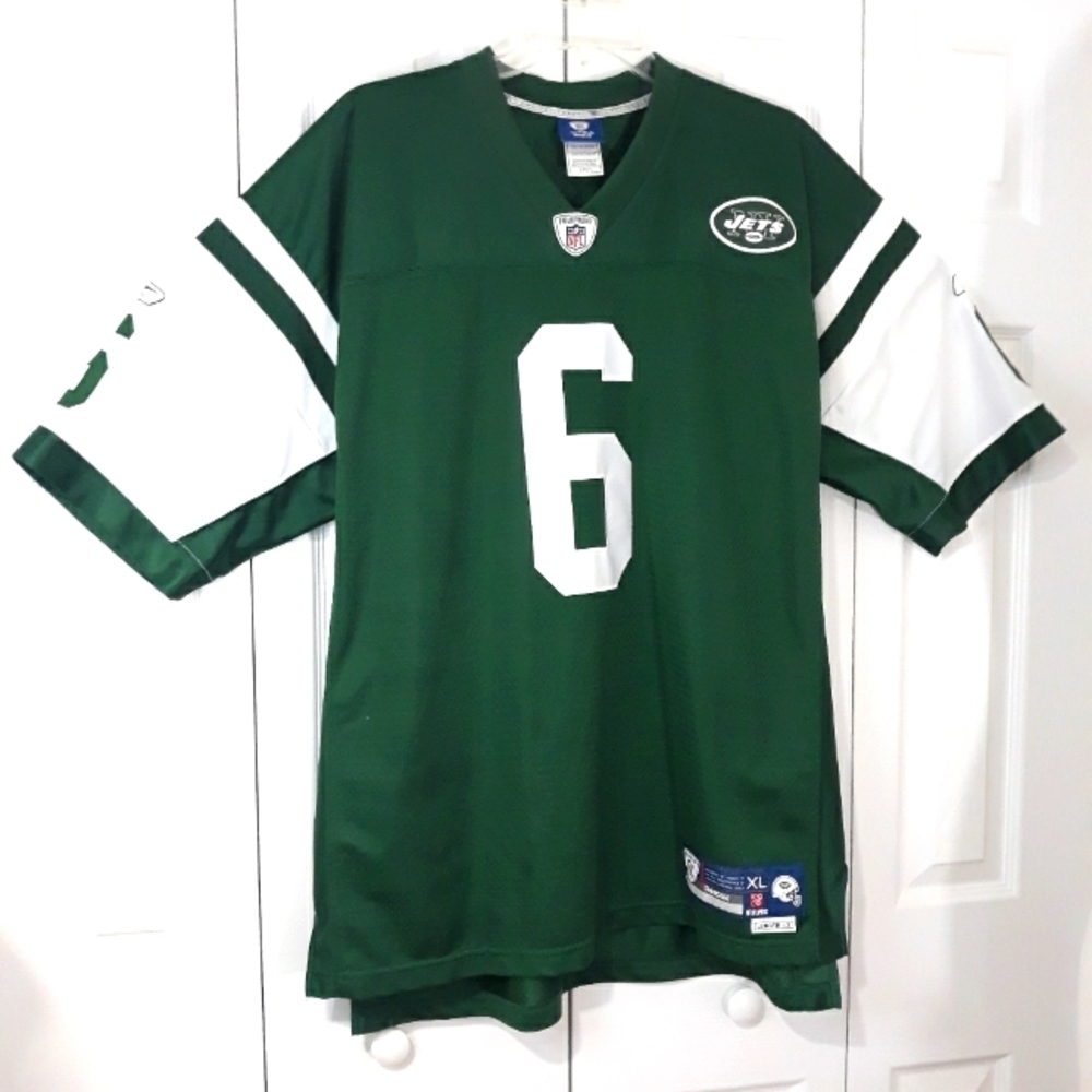 Reebox NY Jets  NFL Equipment #6 Mark Sanchez Green short Sleeve Jersey Size XL